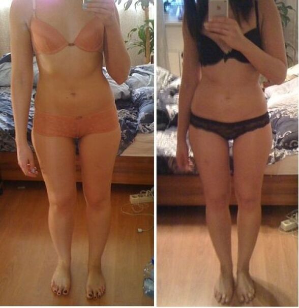 ילדה לפני ואחרי ירידה במשקל בדיאטה יפנית תוך 14 יום